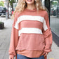 Feeling Playful Rust Stripe Color Block French Terry Hoodie