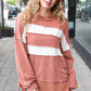 Feeling Playful Rust Stripe Color Block French Terry Hoodie