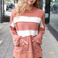 Feeling Playful Rust Stripe Color Block French Terry Hoodie