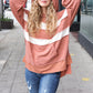 Feeling Playful Rust Stripe Color Block French Terry Hoodie