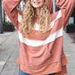 Feeling Playful Rust Stripe Color Block French Terry Hoodie