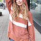 Feeling Playful Rust Stripe Color Block French Terry Hoodie