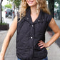 Weekend Ready Black Snap Button Quilted Puffer Vest