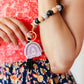 Black & Tan "Mama" Bauble Wristlet Tassel Keychain