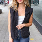 Weekend Ready Black Snap Button Quilted Puffer Vest