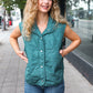 Weekend Ready Hunter Green Snap Button Quilted Puffer Vest