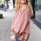 Under Your Spell Rust Plaid Color Block Notch Neck Top