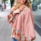 Under Your Spell Rust Plaid Color Block Notch Neck Top