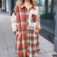 Stand Out Rust & Taupe Color Block Plaid Longline Shacket