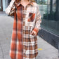 Stand Out Rust & Taupe Color Block Plaid Longline Shacket