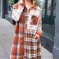 Stand Out Rust & Taupe Color Block Plaid Longline Shacket