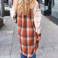 Stand Out Rust & Taupe Color Block Plaid Longline Shacket