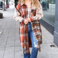 Stand Out Rust & Taupe Color Block Plaid Longline Shacket