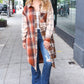 Stand Out Rust & Taupe Color Block Plaid Longline Shacket