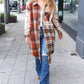 Stand Out Rust & Taupe Color Block Plaid Longline Shacket