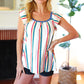 Multicolor Striped Raglan Flutter Sleeve Top