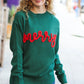 Be Merry Hunter Green Pop Up Lurex Sweater