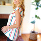 Multicolor Striped Raglan Flutter Sleeve Top