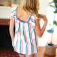 Multicolor Striped Raglan Flutter Sleeve Top