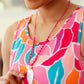 Pink Rope Iridescent Shell Feather Necklace