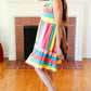 Start The Day Rainbow Stripe Shoulder Tie Tiered Dress