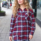 Make a Move Cabernet Plaid Button Down Long Sleeve Top