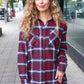 Make a Move Cabernet Plaid Button Down Long Sleeve Top