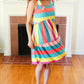 Start The Day Rainbow Stripe Shoulder Tie Tiered Dress