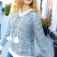 Holiday Happy Charcoal Two Tone Knit Tassel Sweater Hoodie