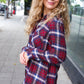 Make a Move Cabernet Plaid Button Down Long Sleeve Top