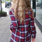 Make a Move Cabernet Plaid Button Down Long Sleeve Top