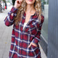 Make a Move Cabernet Plaid Button Down Long Sleeve Top