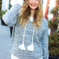 Holiday Happy Charcoal Two Tone Knit Tassel Sweater Hoodie