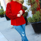 Under the Lights Red Velvet & Sequins Mock Neck Top