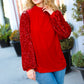 Under the Lights Red Velvet & Sequins Mock Neck Top