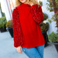 Under the Lights Red Velvet & Sequins Mock Neck Top