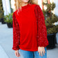 Under the Lights Red Velvet & Sequins Mock Neck Top