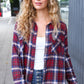 Make a Move Cabernet Plaid Button Down Long Sleeve Top