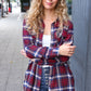 Make a Move Cabernet Plaid Button Down Long Sleeve Top