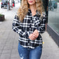 Casual Chic Black Plaid Button Down Long Sleeve Top