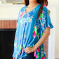 Feeling Playful Blue Floral Ruffle Sleeve & Hem Tunic Top