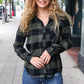 Casual Chic Army Green Plaid Button Down Long Sleeve Top