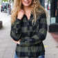 Casual Chic Army Green Plaid Button Down Long Sleeve Top