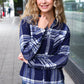 Casual Chic Blue Plaid Button Down Long Sleeve Top