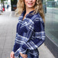 Casual Chic Blue Plaid Button Down Long Sleeve Top