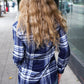 Casual Chic Blue Plaid Button Down Long Sleeve Top