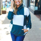 Adorable In Hunter Green Color Block Check Print Terry Hoodie