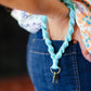 Blue Hand Woven Braid Wristlet Keychain