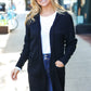 Everyday Black Striped Knit Open Cardigan