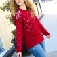 Casual Chic Burgundy Pointelle Lace Shoulder Knit Sweater